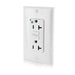 Leviton 20A 125V SmartlockPro GFCI Duplex Receptacle Outlet Extra Heavy Duty Hospital Grade With Wall Plate Power Indication White (GFNT2-HFW)