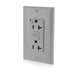 Leviton 20A 125V SmartlockPro GFCI Duplex Receptacle Outlet Extra Heavy Duty Hospital Grade With Wall Plate Power Indication Gray (GFNT2-HFG)