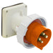 Leviton 20 Amp 125/250V 3P 4W Inlet North American Pin And Sleeve Inlet Industrial Grade IP67 Watertight Orange (420B12W)