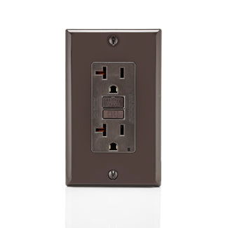 Leviton 20 Amp 125V Receptacle/Outlet 20 Amp Feed-Through Self-Test SmartlockPro Slim GFCI Monochromatic Brown (GFNT2)