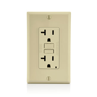 Leviton 20 Amp 125V Receptacle/Outlet 20 Amp Feed-Through Self-Test SmartlockPro Slim GFCI Monochromatic Ivory (GFNT2-I)