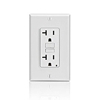 Leviton 20 Amp 125V Receptacle/Outlet 20 Amp Feed-Through Self-Test SmartlockPro Slim GFCI Monochromatic White (GFNT2-W)