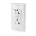 Leviton SmartlockPro GFCI Duplex Receptacle Outlet Extra Heavy-Duty Hospital Grade With Wall Plate Power Indication 20A/20A Feed-Through 125V White (GFTR2-HGW)