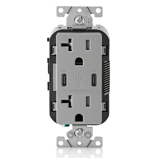Leviton 20A Tamper-Resistant Receptacle USB Type-C/C Charger Gray (T5835-G)