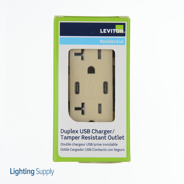 Leviton 20A Tamper-Resistant Receptacle USB Type-C/C Charger Ivory (T5835-I)