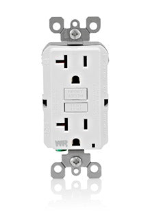 Leviton 20 Amp 125V Receptacle/Outlet 20 Amp Feed-Through Self-Test SmartlockPro Slim Weather-Resistant GFCI Monochromatic White (GFWR2-W)