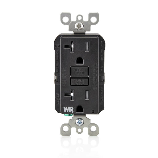 Leviton 20 Amp 125V Receptacle/Outlet 20 Amp Feed-Through Self-Test SmartlockPro Slim Weather And Tamper-Resistant GFCI Monochromatic Black (GFWT2-E)