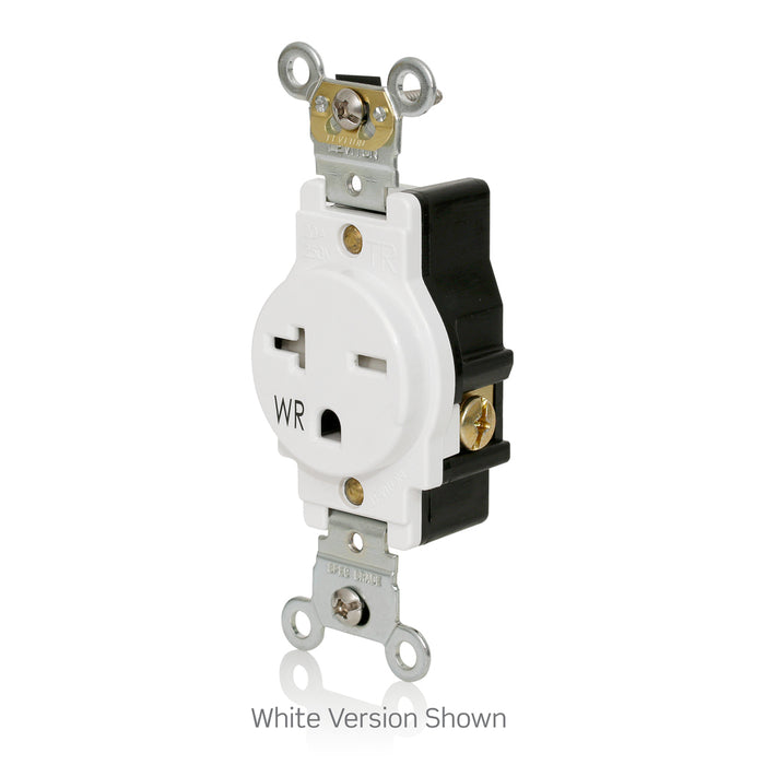 Leviton 250V Weather-Resistant/Tamper-Resistant Single Outlet Back/Side Wire White (W5461-T0W)