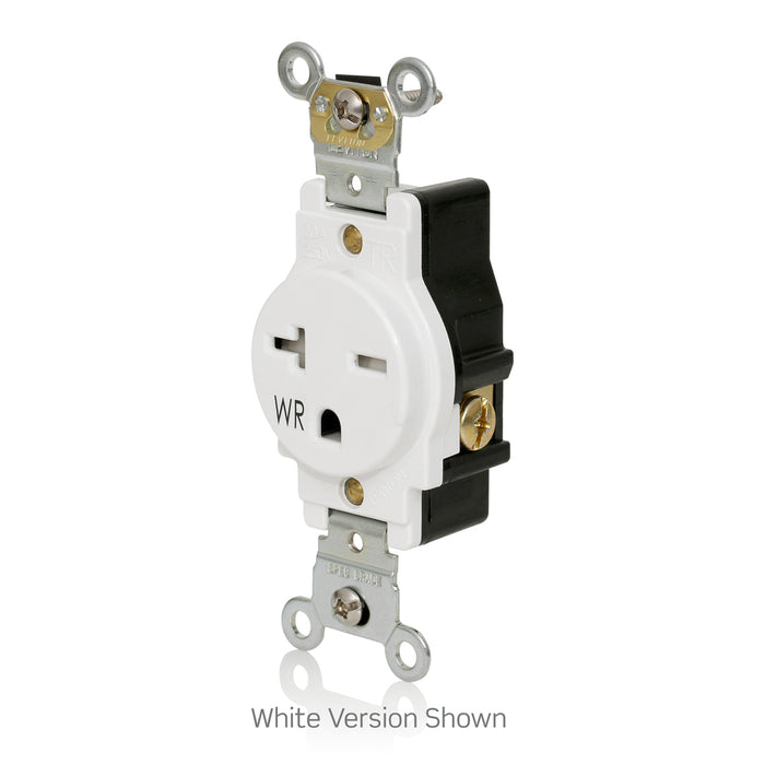 Leviton 250V Weather-Resistant/Tamper-Resistant Single Outlet Back/Side Wire Ivory (W5661-T0I)