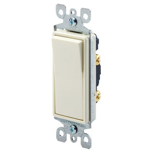 Leviton 15 Amp 120/277V Decora Rocker Single-Pole AC Quiet Switch Residential Grade Grounding QuickWire Push-In And Side Wired (5611-2T)