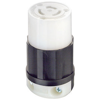 Leviton 20 Amp 125/250V Non-NEMA 3P 3W Locking Connector Industrial Grade Non-Grounding Black-White (7314-C)