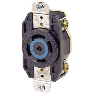 Leviton 30 Amp 120/208V 3-Phase Y NEMA L21-30R 4P 5W Flush Mount Locking Receptacle Industrial Grade Grounding V-0-MAX BL (2810)