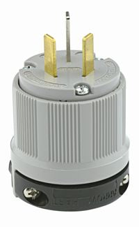 Leviton 20 Amp 125/250V NEMA 10-20P 3P 3W Plug Straight Blade Industrial Grade Non-Grounding Gray (9151-N)