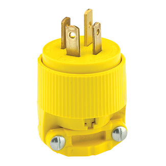 Leviton 20 Amp 120/208V 3-Phase Y NEMA 18-20P 4P 4W Plug Straight Blade Industrial Grade Non-Grounding Yellow (7251-C)