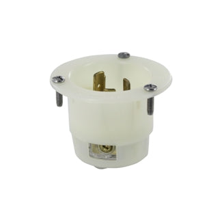 Leviton 30 Amp 277V NEMA L7-30P 2P 3W Flanged Inlet Locking Receptacle Industrial Grade Grounding White (2635)