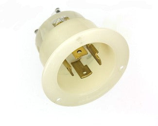 Leviton 30 Amp 600V 3-Phase NEMA L17-30P 3P 4W Flanged Inlet Locking Receptacle Industrial Grade Grounding White (2745)