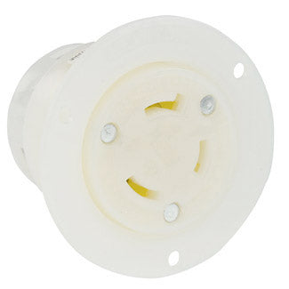 Leviton 30 Amp 277V NEMA L7-30R 2P 3W Flanged Outlet Locking Receptacle Industrial Grade Grounding White (2636)