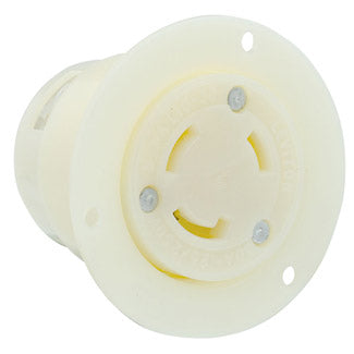 Leviton 30 Amp 125/250V NEMA L10-30R 3P 3W Flanged Outlet Locking Receptacle Industrial Grade Non-Grounding White (2666)