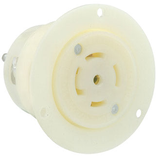 Leviton 30 Amp 347/600V 3-Phase Y NEMA L23-30R 4P 5W Flanged Outlet Locking Receptacle Industrial Grade Grounding White (2836)