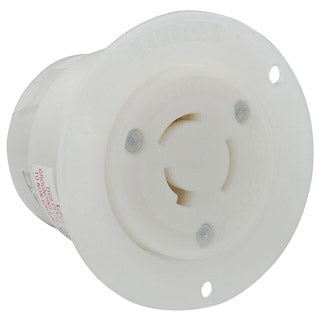 Leviton 20 Amp 125/250V NEMA Non-NEMA 3P 3W Flanged Outlet Locking Receptacle Industrial Grade Non-Grounding White (3326-C)