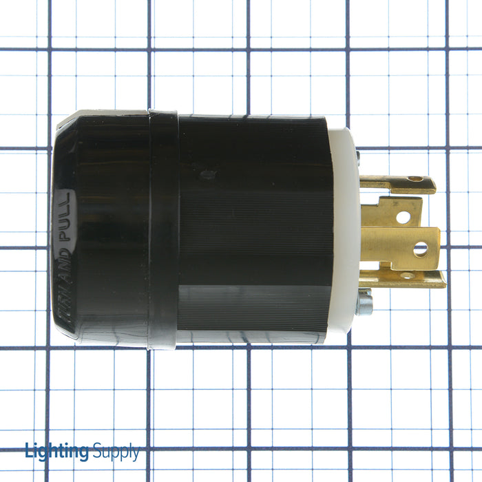 Leviton 4W Locking Plug Industrial Grade Grounding Black/White 125/250V (2711)