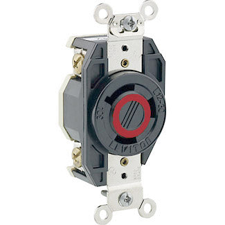 Leviton 30 Amp 480V 3-Phase NEMA L12-30R 3P 3W Flush Mount Locking Receptacle Industrial Grade Non-Grounding V-0-MAX Black (2680)