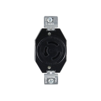 Leviton 20 Amp 125/250V Non-NEMA 3P 3W Flush Mounting Locking Receptacle Industrial Grade Grounding Black (7310-BG)