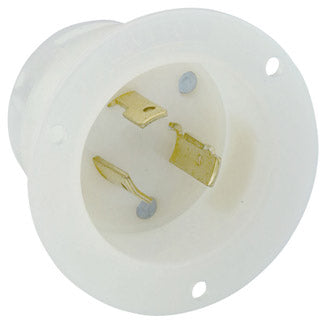 Leviton 20 Amp 125V NEMA L5-20P 2P 3W Flanged Inlet Locking Receptacle Industrial Grade Grounding White (2315)