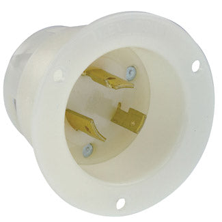 Leviton 20 Amp 277V NEMA L7-20P 2P 3W Flanged Inlet Locking Receptacle Industrial Grade Grounding White (2335)