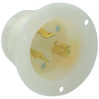 Leviton 20 Amp 480V NEMA L8-20P 2P 3W Flanged Inlet Locking Receptacle Industrial Grade Grounding White (2345)