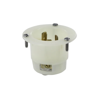 Leviton 20 Amp 600V NEMA L9-20P 2P 3W Flanged Inlet Locking Receptacle Industrial Grade Grounding White (2355)