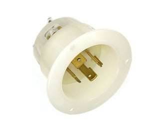 Leviton 20 Amp 347/600V 3-Phase Y NEMA L20-20P 4P 4W Flanged Inlet Locking Receptacle Industrial Grade Non-Grounding White (2465)