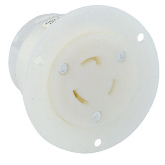 Leviton 20 Amp 125V NEMA L5-20R 2P 3W Flanged Outlet Locking Receptacle Industrial Grade Grounding White (2316)