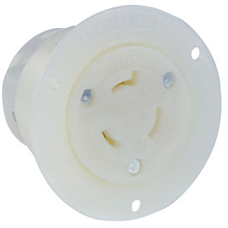 Leviton 20 Amp 277V NEMA L7-20R 2P 3W Flanged Outlet Locking Receptacle Industrial Grade Grounding White (2336)