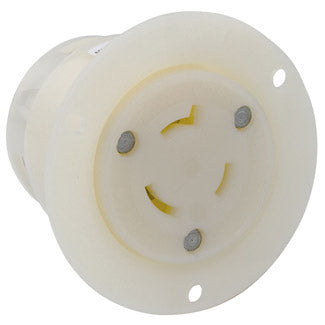 Leviton 20 Amp 480V NEMA L8-20R 2P 3W Flanged Outlet Locking Receptacle Industrial Grade Grounding White (2346)