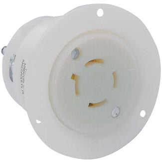 Leviton 20 Amp 125/250V NEMA L14-20R 3P 4W Flanged Outlet Locking Receptacle Industrial Grade Grounding White (2416)