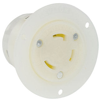 Leviton 30 Amp 250V NEMA L6-30R 2P 3W Flanged Outlet Locking Receptacle Industrial Grade Grounding White (2626F)