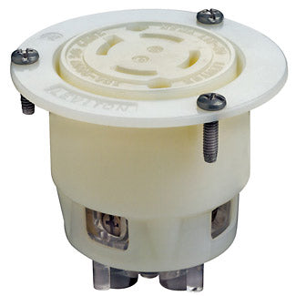 Leviton 30 Amp 600V 3-Phase NEMA L17-30R 3P 4W Flanged Outlet Locking Receptacle Industrial Grade Grounding White (2746)