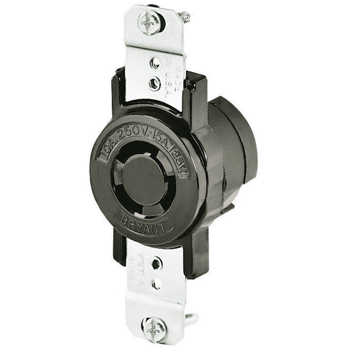 Leviton 15/10 Amp 125 Volt/250V Non-NEMA 3P 3W Single Locking Receptacle Non-Grounding Black (7582)