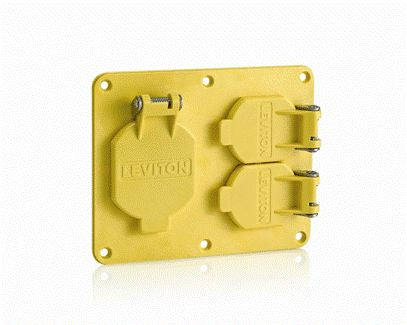Leviton Two-Gang Cover Plate 1 1.56 Inch Diameter With Weather-Resistant Flip-Lid 1 Duplex With Weather-Resistant Flid-Lid Yellow (3262W-Y)