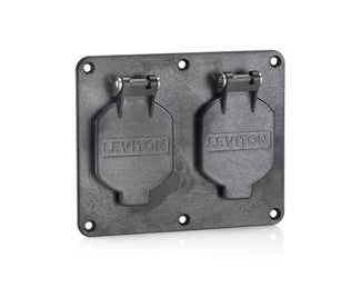 Leviton 2 1.56 Inch Diameter Single Receptacle Cover Plate With Weather-Resistant Flip Lid Black (3263W-E)