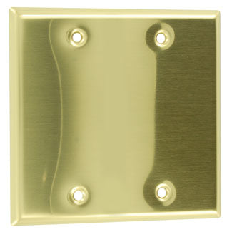 Leviton 2-Gang blank Metal Wall Plate Polished Brass Finish 2 Blanks Box Mount (81025-PB)