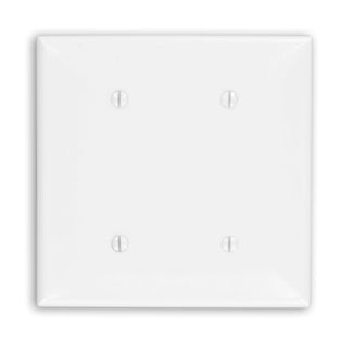 Leviton 2-Gang No Device Blank Wall Plate Standard Size Thermoplastic Nylon Strap Mount White (80734-W)