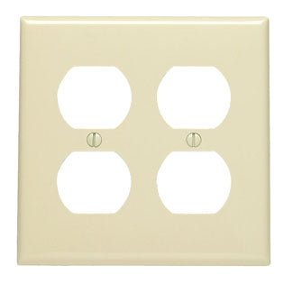 Leviton 2-Gang 2-Duplex Receptacle Wall Plate Standard Size Thermoplastic Nylon Device Mount Ivory (80716-I)