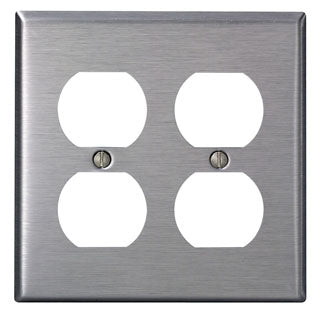 Leviton 2-Gang 2-Duplex Receptacles Stainless Steel Midway Size Wall Plate Stainless Steel (SSJ82-40)