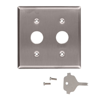 Leviton 2-Gang Key Lock Power Switch Device Switch Wall Plate Standard Size 430 Stainless Steel Device Mount With Spanner Screws And Tool (84072-40)