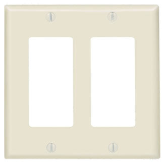 Leviton 2-Gang 2-Decora Standard Size Thermoset Wall Plate/Faceplate Light Almond (80409-T)