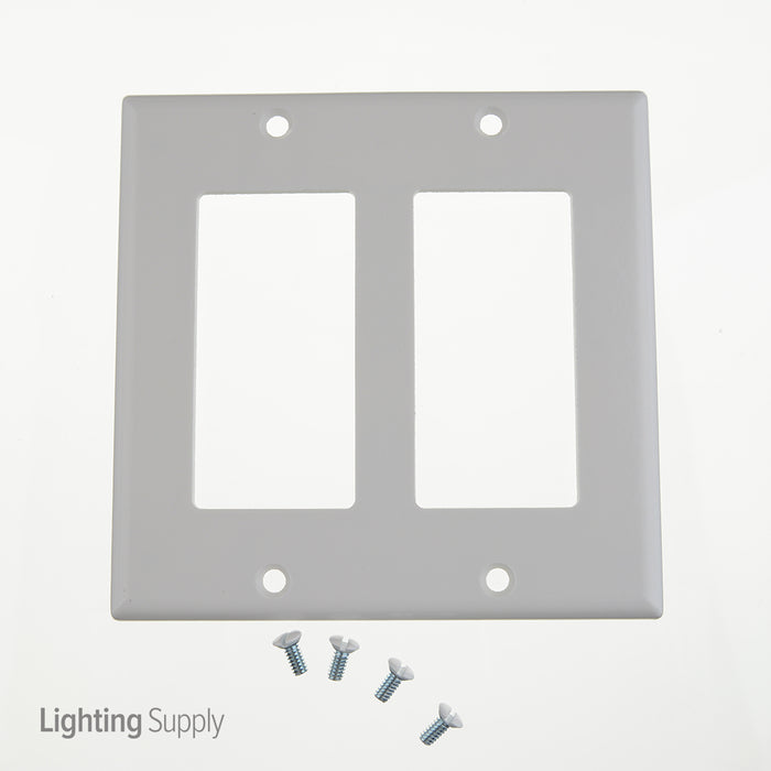 Leviton 2-Gang Decora/GFCI Device Decora Wall Plate/Faceplate Standard Size Thermoset Device Mount White (80409-W)