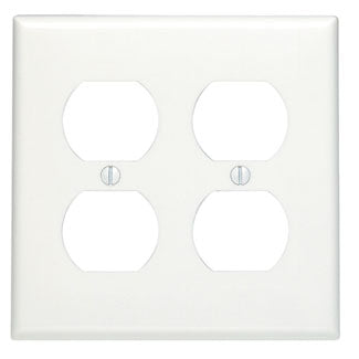 Leviton 2-Gang Duplex Device Receptacle Wall Plate Standard Size Thermoset Device Mount White (88016)
