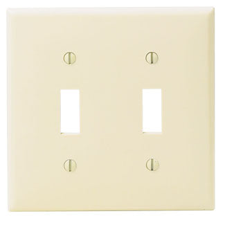 Leviton 2-Gang Toggle Device Switch Wall Plate Standard Size Thermoplastic Nylon Device Mount White (80709-W)